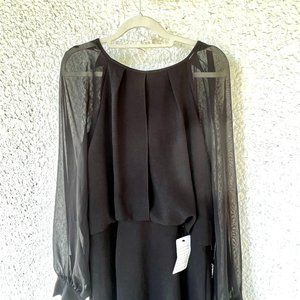 Adrianna Papell Elegant Black Midi Dress Size 12